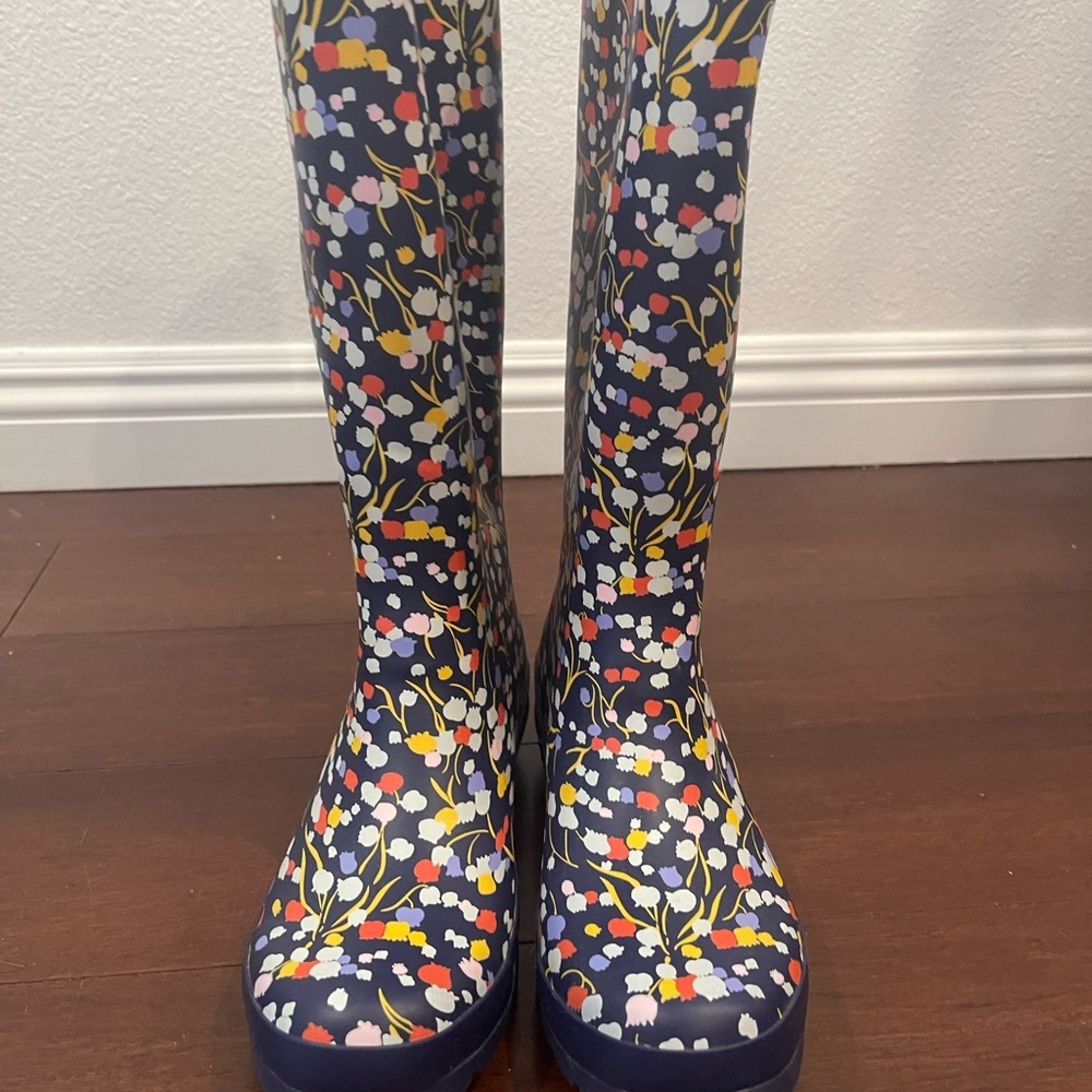 nwot/nwob anthropologie navy floral Women's Rain Boots 7 - Picture 14 of 16